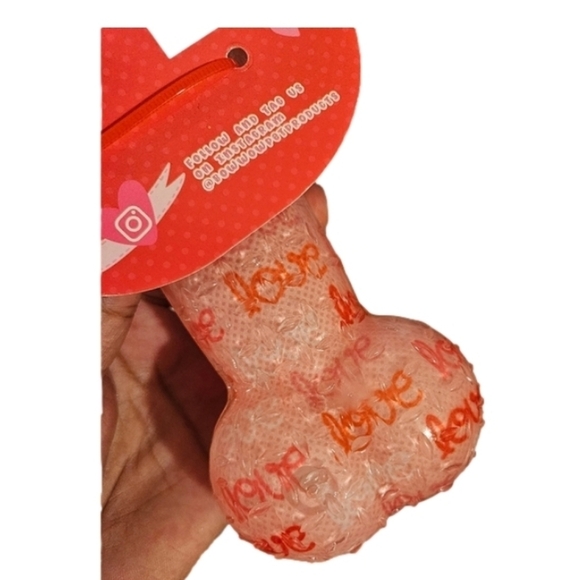 Pink Valentine’s Day Squeaky Dog Bone Toy Rose Scented & Textured Europan Home - Picture 7 of 16